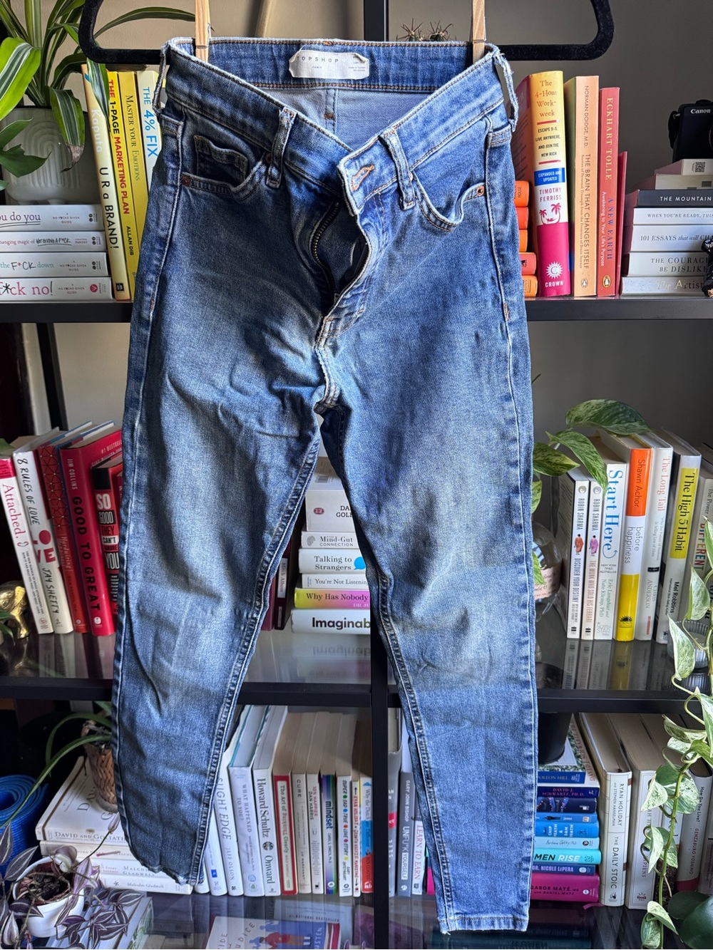 Topshop Women’s Skinny Jeans in Faded Blue Wash